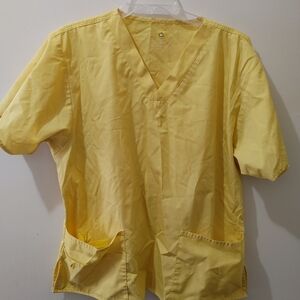 Yellow V-Neck Scrub Top
